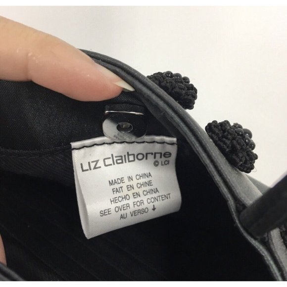 Mini Satin Evening Bags Lot of 2 Black Liz Claiborne Wine Rhinestone Buckles - Picture 12 of 15